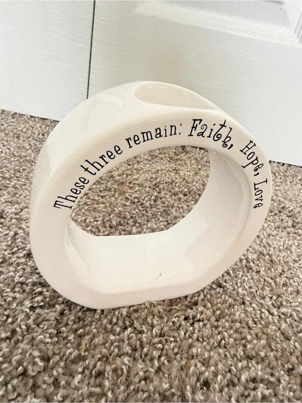 Faith Hope Love White Ceramic Nesting Candle Holders - Set of 3